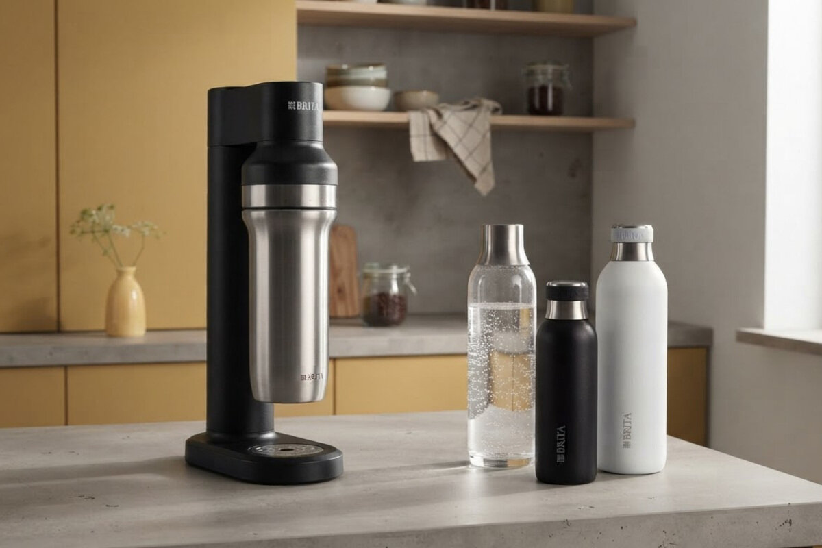 Saturator BRITA SodaTrio Czarny z dwoma nabojami + dodatkowa butelka 1L
