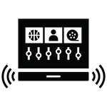 Czarny prostokątny kształt przypominający soundbar.