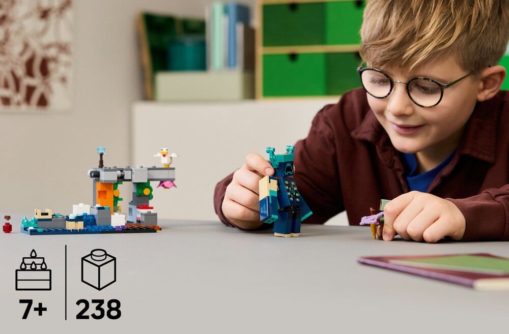 LEGO 21274 Minecraft Spotkanie ze strażnikiem zabawa jaskinia