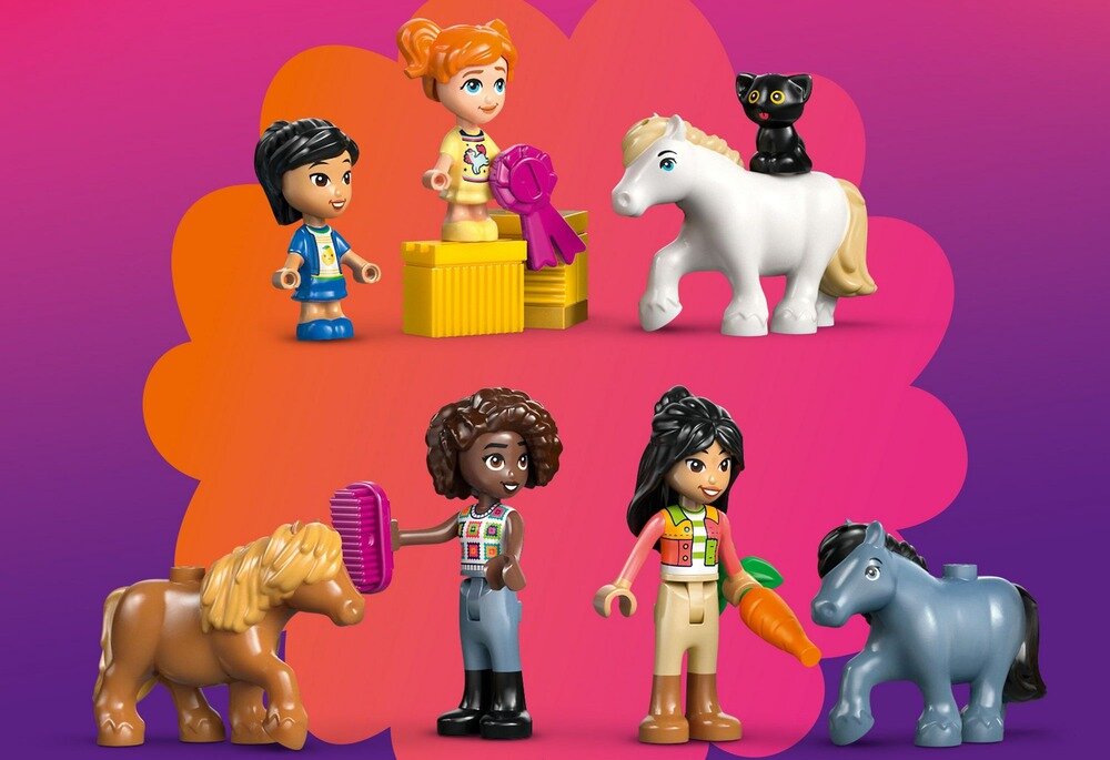 LEGO 42654 Friends Ranczo kucyków i stajnia minilaleczki Aliyi i Liann mikrolaleczki Victorii i Elli 