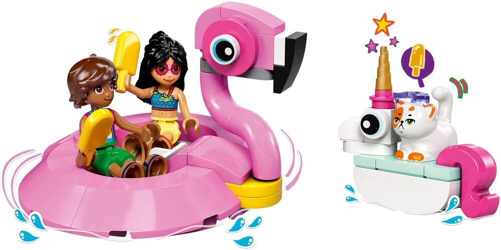 LEGO 42658 Friends Impreza na basenie z jednorożcem i flamingiem 5 cm wysokości, 8 cm szerokości i 7 cm głębokości