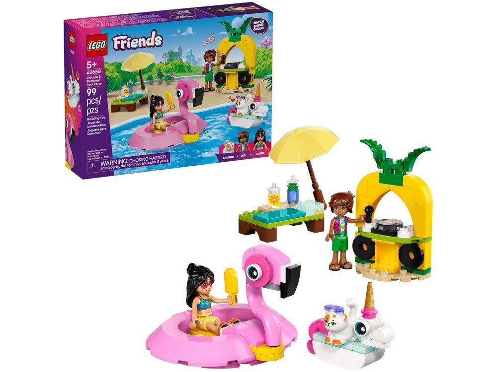 LEGO 42658 Friends Impreza na basenie z jednorożcem i flamingiem Zestaw