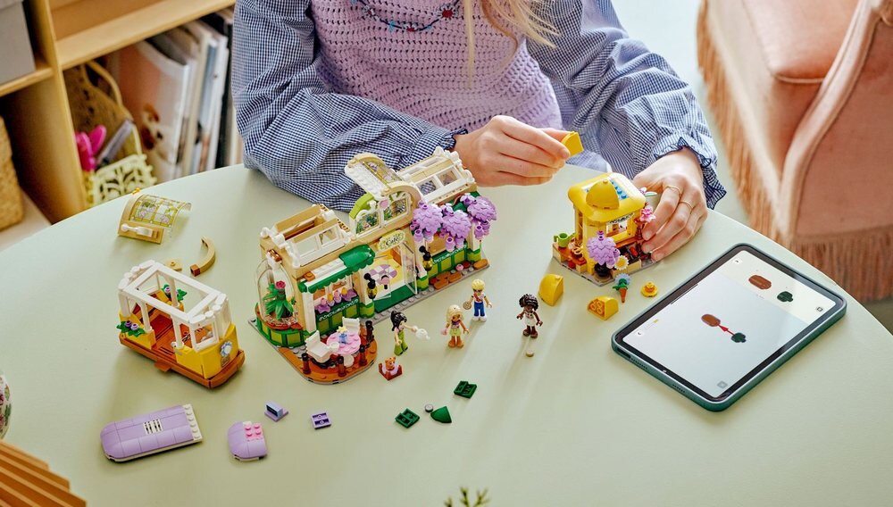 LEGO 42671 Friends Zielona kawiarnia i kwiaciarnia zdolności manualne rozwój dziecka koordynacja umiejętności wyobraźnia 
 