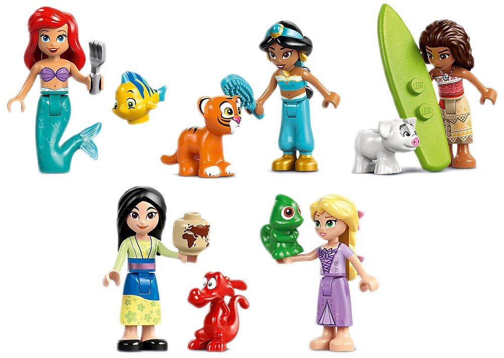 LEGO 43267 Disney Princess Zamek księżniczek i królewskie zwierzaki 32 cm wysokości, 46 cm szerokości i 10 cm głębokości pięć minilaleczek LEGO ǀ Disney