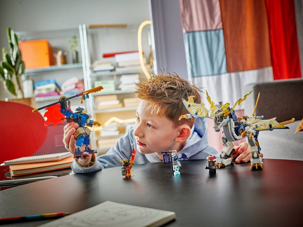 LEGO 71843 NINJAGO Ninjago Mech smoczego jeźdźca Rogue’a ruchome elementy skrzydła, głowę, pysk, nogi i ogon