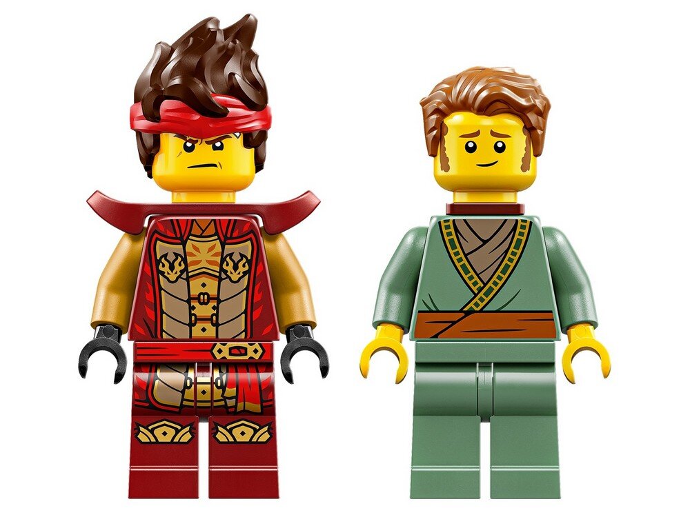 LEGO 71846 NINJAGO Mech ognistego rycerza ninja Kai z ostrzem rybak z wiosłem w łodzi