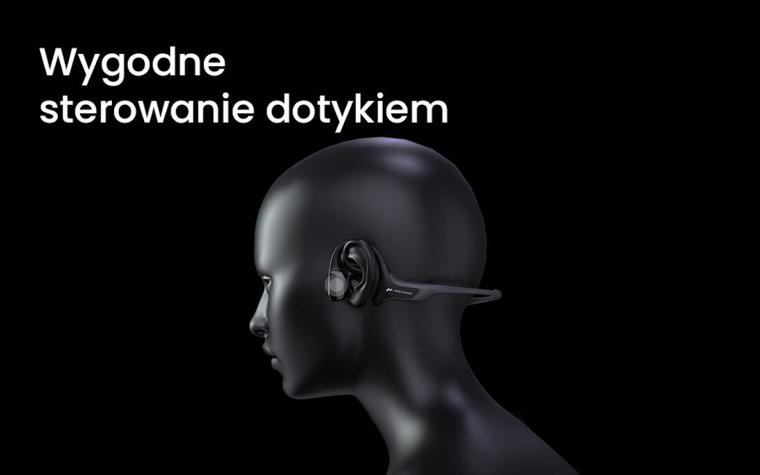 Słuchawki MOJAWA HaptiFit Terra - Sterowanie dotykowe, tryb sportowy, tryb uśpienia, osoba z założonymi słuchawkami