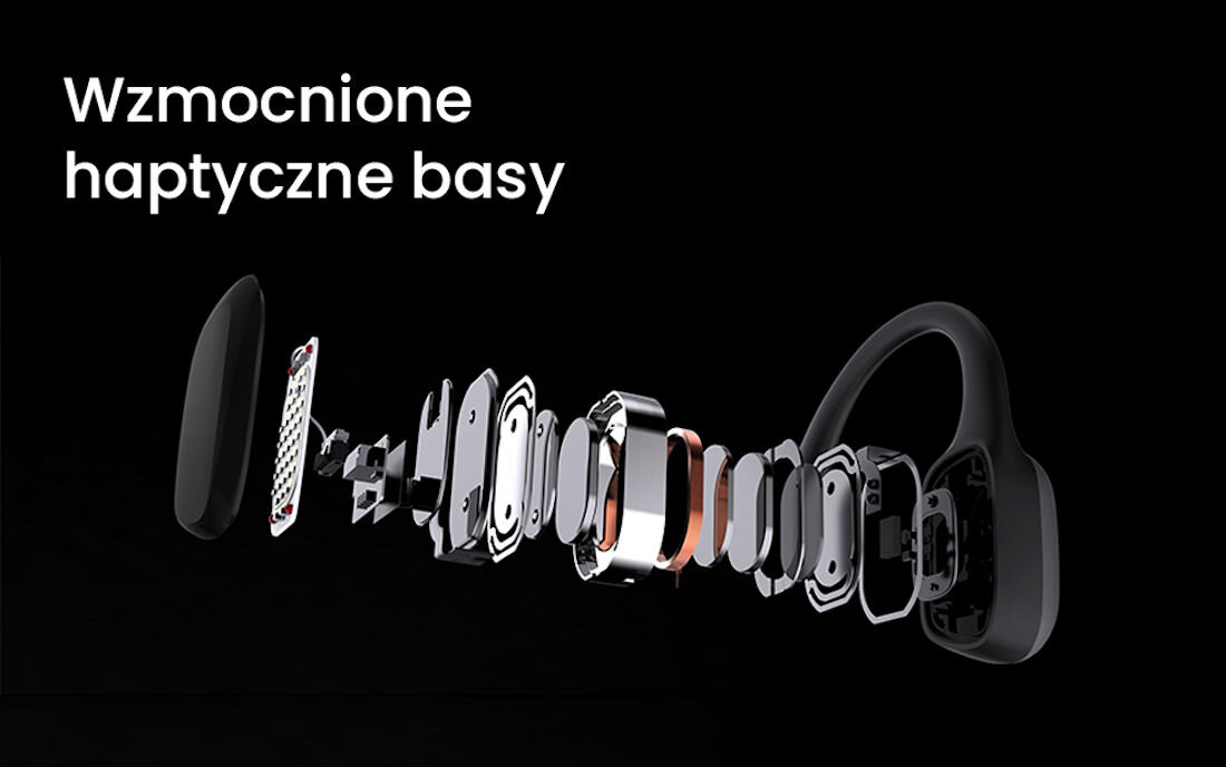 Słuchawki MOJAWA HaptiFit Terra - Dźwięk 4D, otwarta konstrukcja z przewodnictwem kostnym, technologia haptyczna, aplikacja MOJAWA, budowa słuchawek