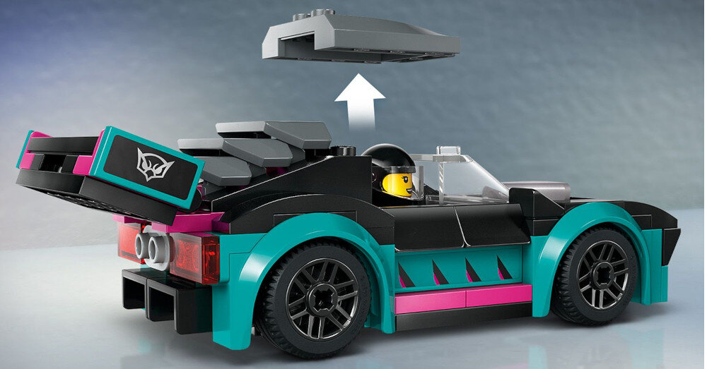 KLOCKI LEGO CITY SAMOCHÓD WYŚCIGOWY I LAWETA 60406 zawieszenie błotniki sterowność