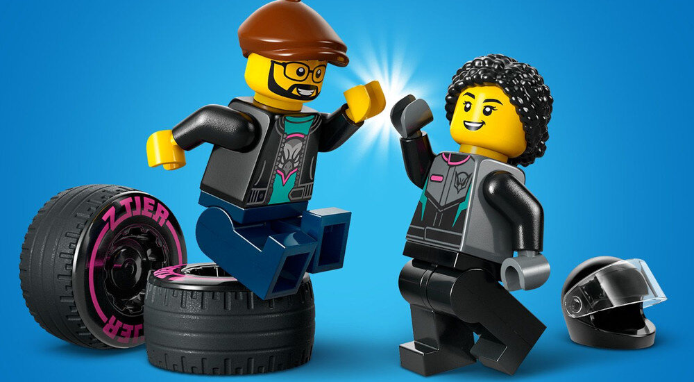 KLOCKI LEGO CITY SAMOCHÓD WYŚCIGOWY I LAWETA 60406 kierowca minifigurki