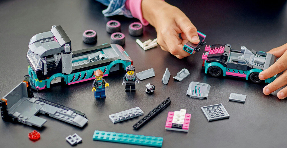 KLOCKI LEGO CITY SAMOCHÓD WYŚCIGOWY I LAWETA 60406 łączenie zestawów prezent