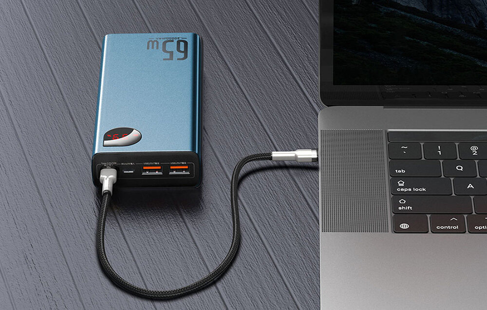 Powerbank BASEUS Adaman Metal 20000mAh 65W Niebieski ładowanie urządzenie konstruckja moc