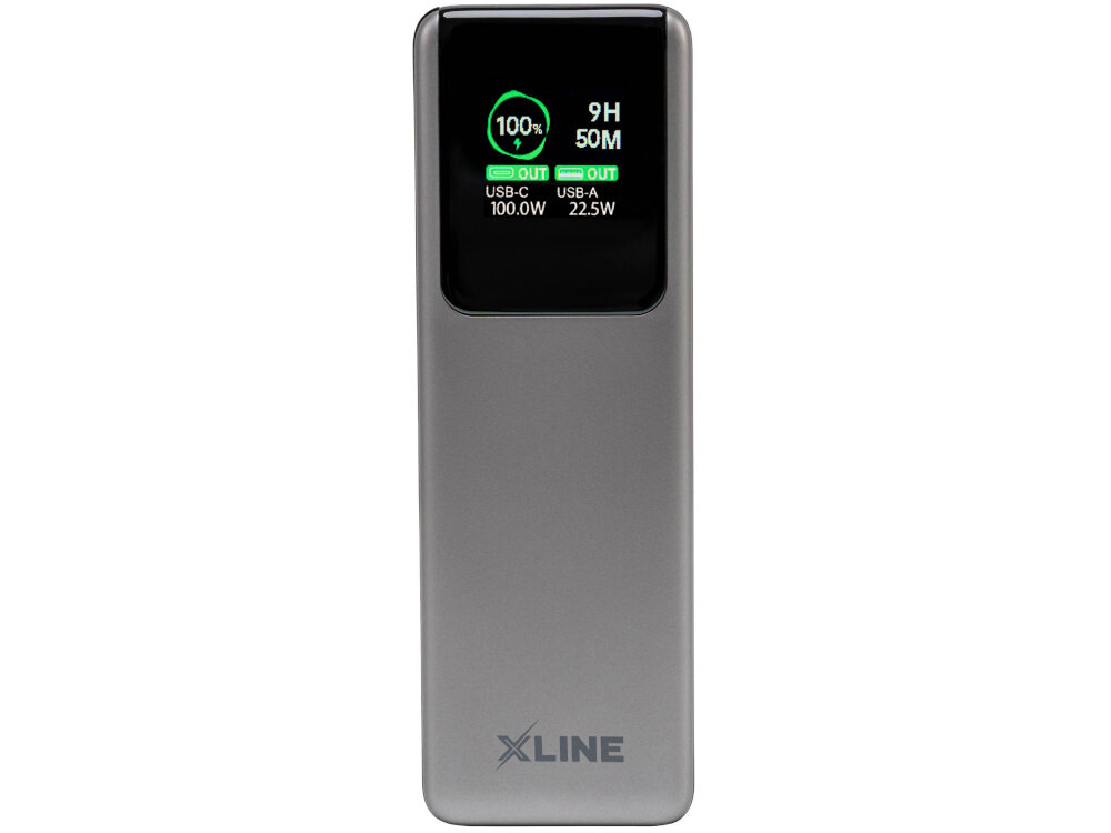 Powerbank XLINE GPB420K 20000 mAh 100W Czarny, wyświetlacz LCD, poziom baterii, moc IN i OUT, czas pracy