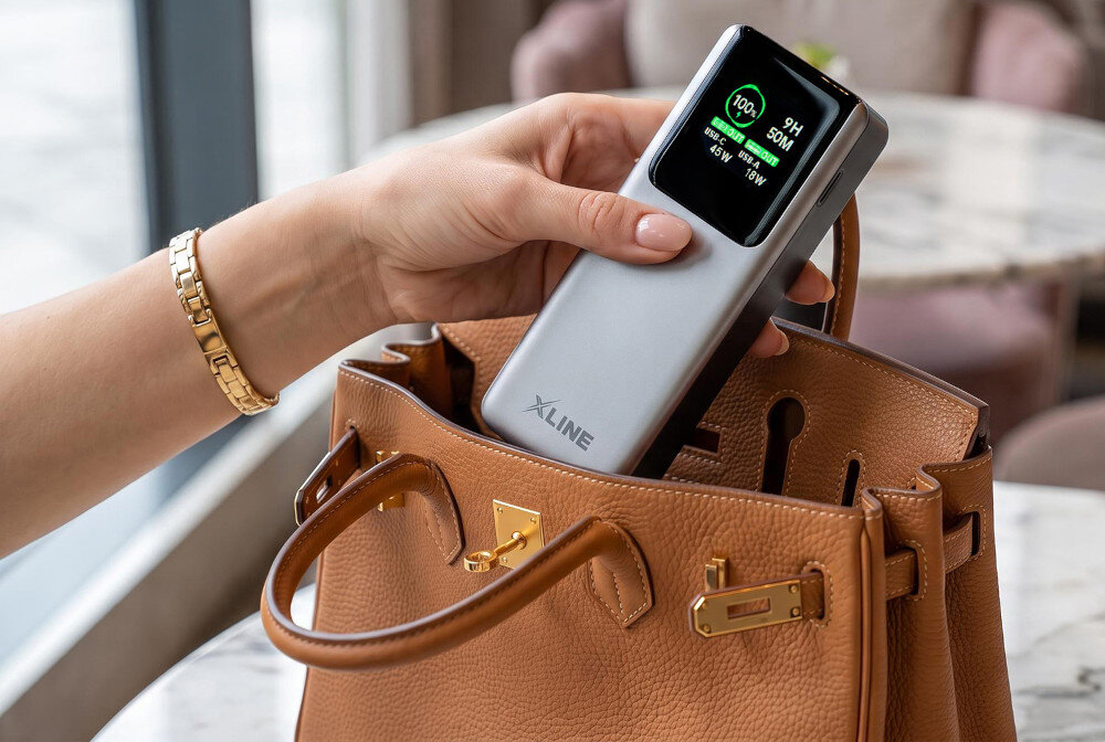 Powerbank XLINE GPB420K 20000 mAh 100W Czarny, obudowa ABS, przenośne zasilanie w podróży i na kempingu