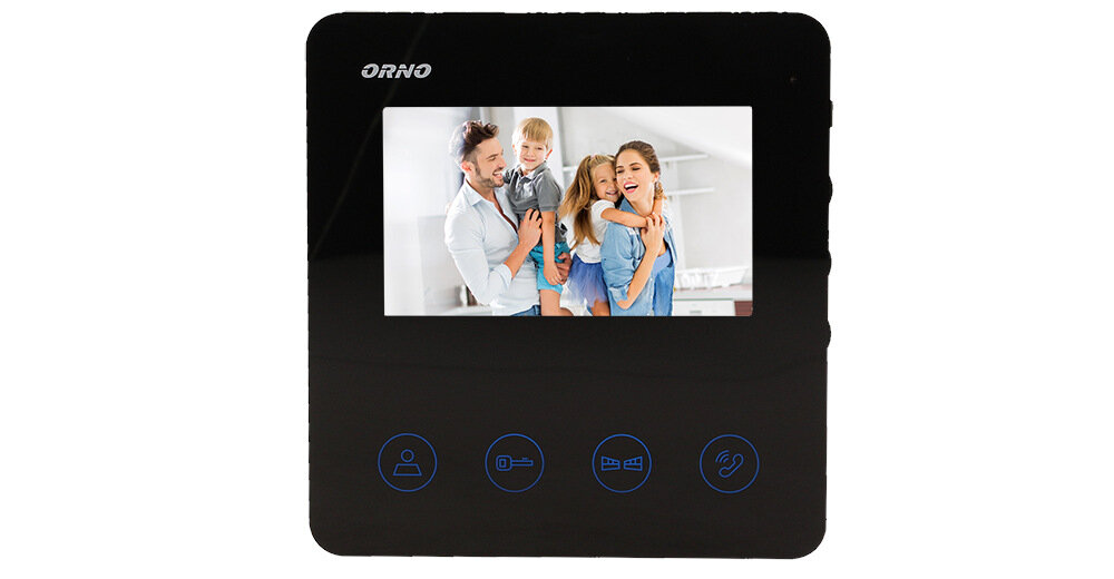 Wideodomofon ORNO OR-VID-MT-1050 monitor LCD przekroj 4,3 cala wysoka jakosc obrazu technologia TFT-LCD ultraplaska konstrukcja bezsluchawkowy gloznomowiacy