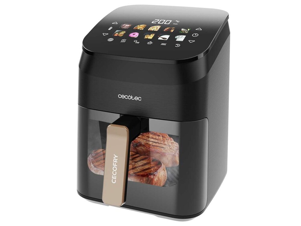 Air Fryer Frytkownica beztłuszczowa CECOTEC Cecofry&Grill Smoking 4500 3 w 1 z ukrytym grillem i wędzarnią wyjmowane elementy, nieprzywierajaca powłoka, mozna myć w zmywarce, bezpieczne użytkowanie