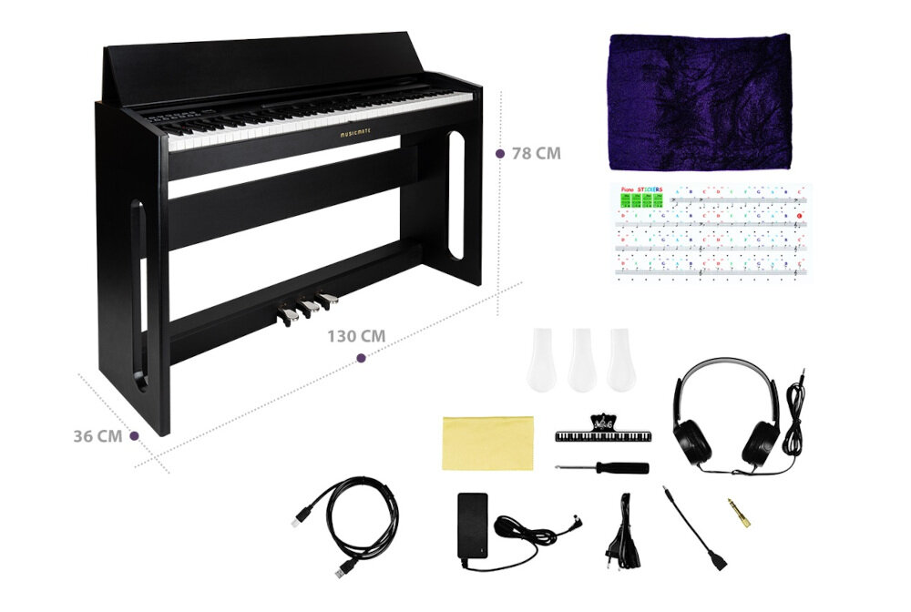 MUSICMATE P100-B GrandElegance pianino cyfrowe zestaw