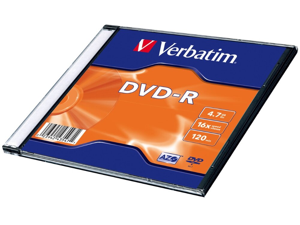 Płyta VERBATIM DVD-R 4.7GB 16x Slim
                płyta w opakowaniu płyty optyczne odporność na kurz wilgoć zmiany temperatury technologia azo