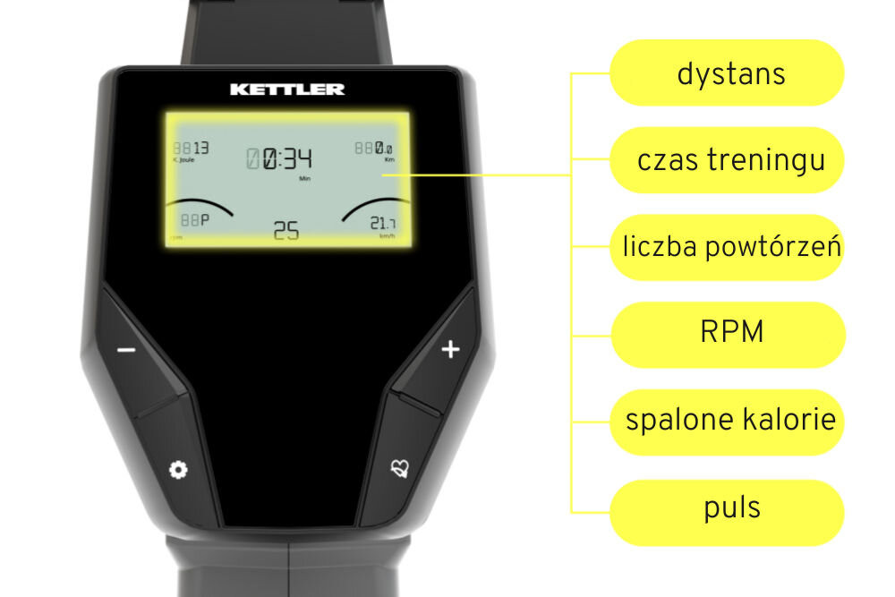 Wioślarz magnetyczny KETTLER Axos Rower 2 0 efektywne treningi Dla wszystkich miłośników domowego treningu Komputer treningowy LCD
