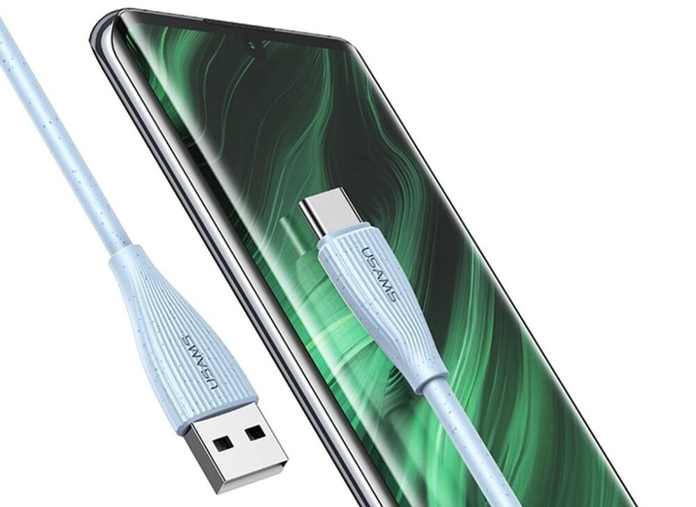 Kabel USB - USB-C USAMS Green Series SJ714 18W 1 m koncowka, jakosc, kabel w oplocie, trwale pvc