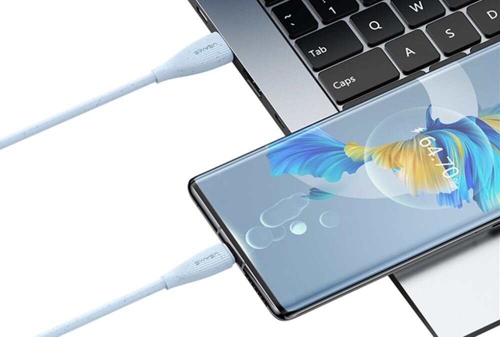 Kabel USB - USB-C USAMS Green Series SJ714 18W 1 m podlaczenie smartfona do kabla, kompaktowy rozmiar, uniwersalnosc, elegancki wyglad