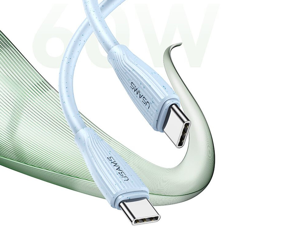 Kabel USB-C - USB-C USAMS Green Series SJ716 60W 1 m lekki, poreczny, funkcjonalny, kolor, prosta forma