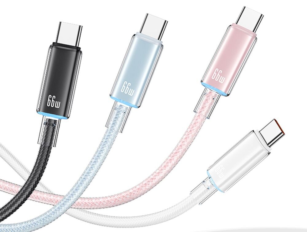 Kabel USB-A - USB-C USAMS Cloud Series US-SJ658 66W 1.2 m 4 kolory kabla, przewody, ladowanie, dzialanie synchronizacja, przesyl danych