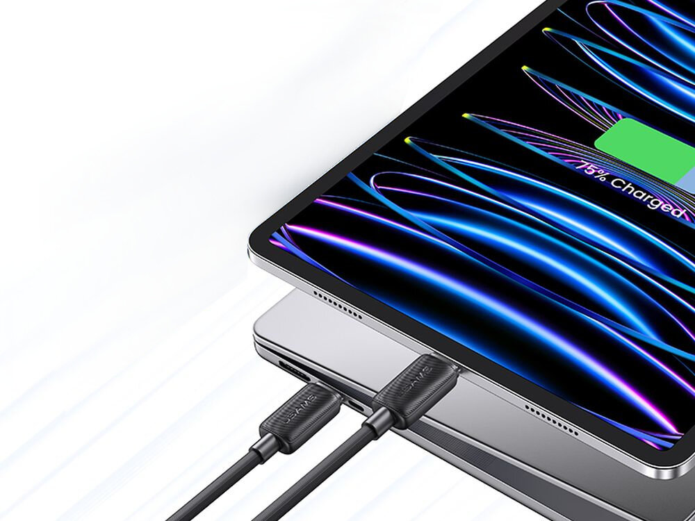 Kabel USB-C do USB-C USAMS KY Series US-SJ691 60W 1 m ladowanie transfer, dane, transmisja, kabel podlaczony do urzadzen