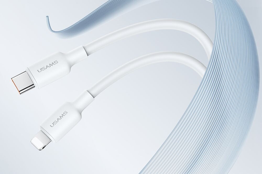 Kabel USB-C Lightning USAMS US-SJ610 U84 PD 1 m kabel bialy, przewod, biuro, dom, sytuacja