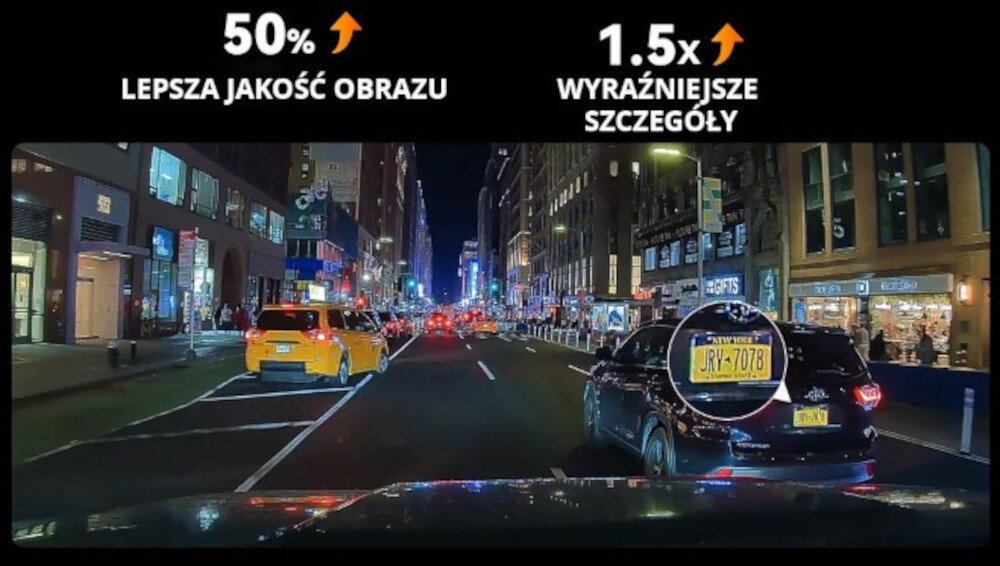 Wideorejestrator VANTRUE N4S PlatePix rozpoznawanie tablic rejestracyjnych, obraz z wideorejestratora z funkcją rozpoznawania tablic rejestracyjnych