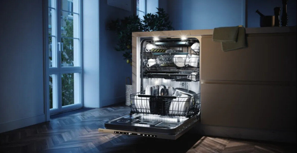 ZMYWARKA ASKO DFI544H/1 lifestyle oświetlenie wnętrza jasność widoczne wnętrze łatwy załadunek rozładunek energooszczędne światło