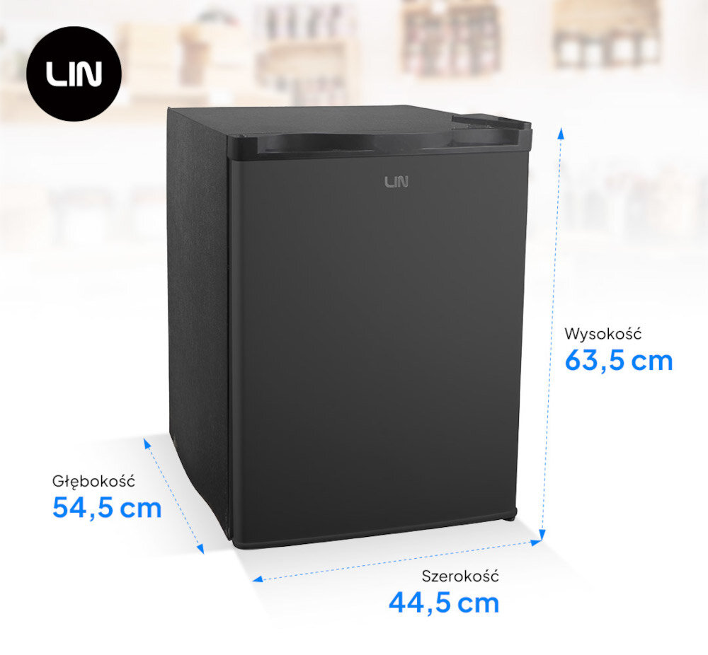 ZAMRAŻARKA LIN LI-BD-60 front zamknięta wymiary Kompaktowe rozmiary pojemnośc 60 litry do małych pomieszczeń wygodne ustawienia