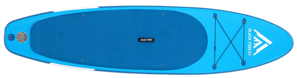 Deska SUP EXTRALINK SUP-2011 335 x 71 x 15 cm deska na białym tle widoczna od przodu wymiary deski 335 x 71 x 15 cm duża stabilność wyporność do 320 litrów maksymalne obciążenie do 150 kg ułatwia utrzymanie równowagi