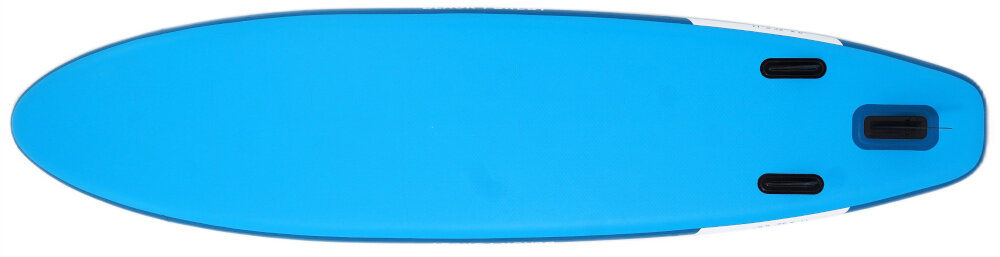 Deska SUP EXTRALINK SUP-2011 335 x 71 x 15 cm deska na białym tle widoczna od tyłu waga około 12 kg zajmuje niewiele miejsca płynne suniecie po wodzie mniejsze zmęczenie