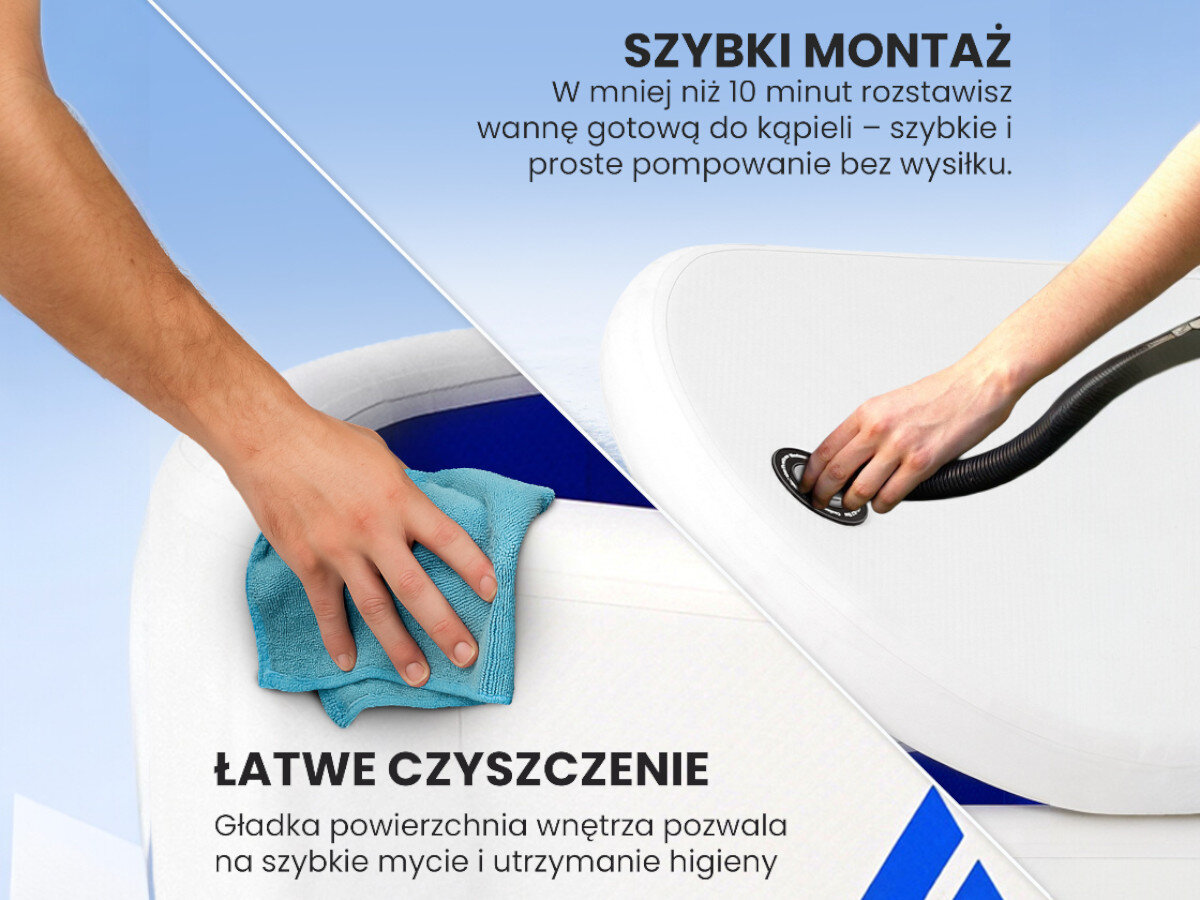 Wanna do morsowania EXTRALINK Ice Bath SUP-2015, lekka wanna pusta, łatwe przenoszenie miejsca, elastyczne ustawienie ogrodu, wygodne przechowywanie sezon, Dłonie montujące wąż i myjące wnętrze wanny lodowej, opis szybkiego montażu i czyszczenia.