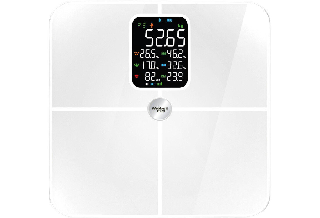 Waga łazienkowa WEBBER Bonita SBS-1321B-W Biały  Design do łazienki Estetyczna forma  stonowane wzornictwo komponuje się z różnymi aranżacjami wnętrz