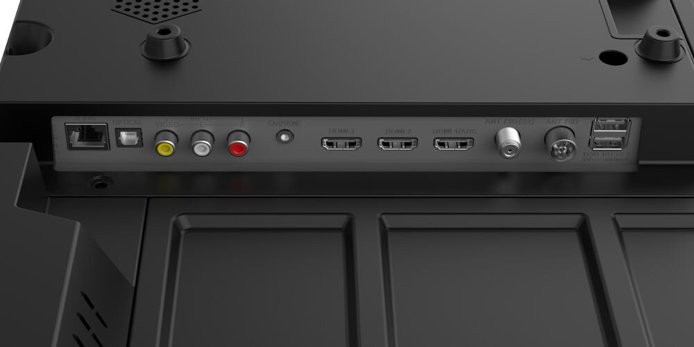 Telewizor MANTA 40LFV125E porty HDMI USB LAN SPDIF CI+ gniazda antenowe DVB-T2 DVB-S2 audio wideo, kadr na złącza telewizora