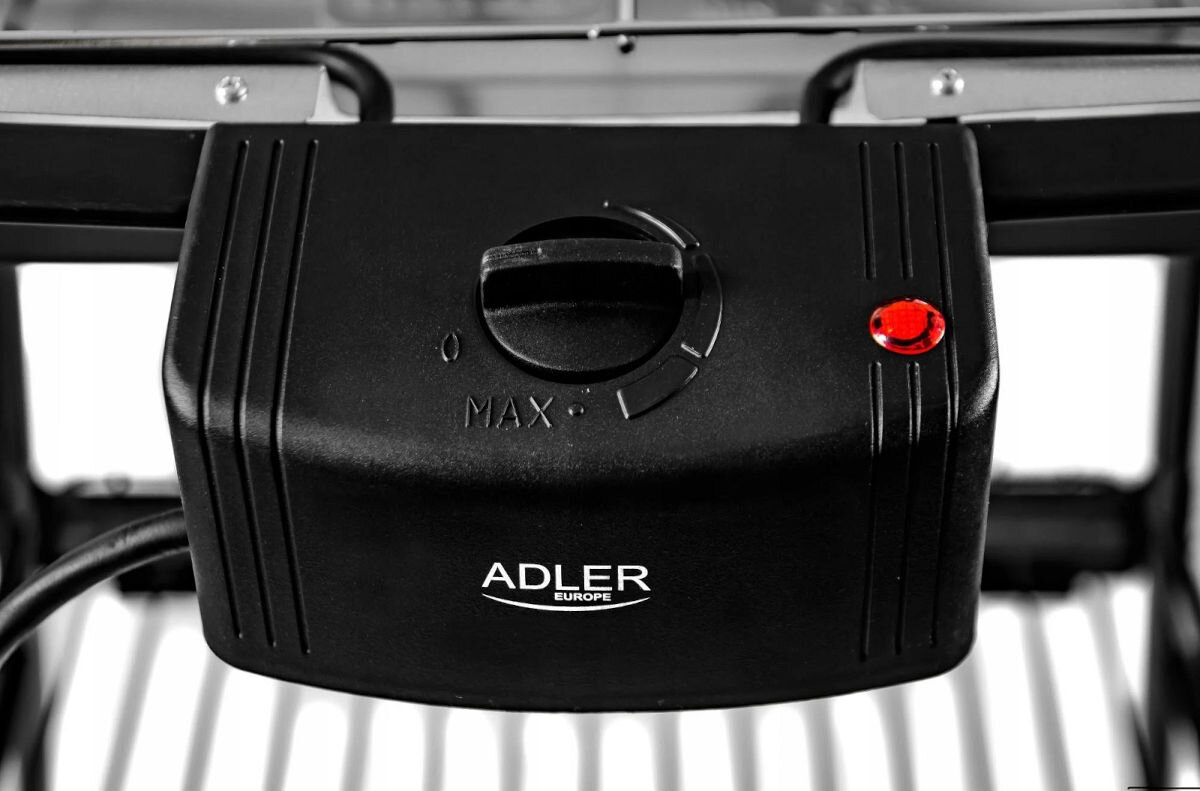 Grill elektryczny ADLER AD 6602, intensywność, rodzaj, potrawa, lampka, kontrolna, zbliżenie na panel regulacji mocy grilla