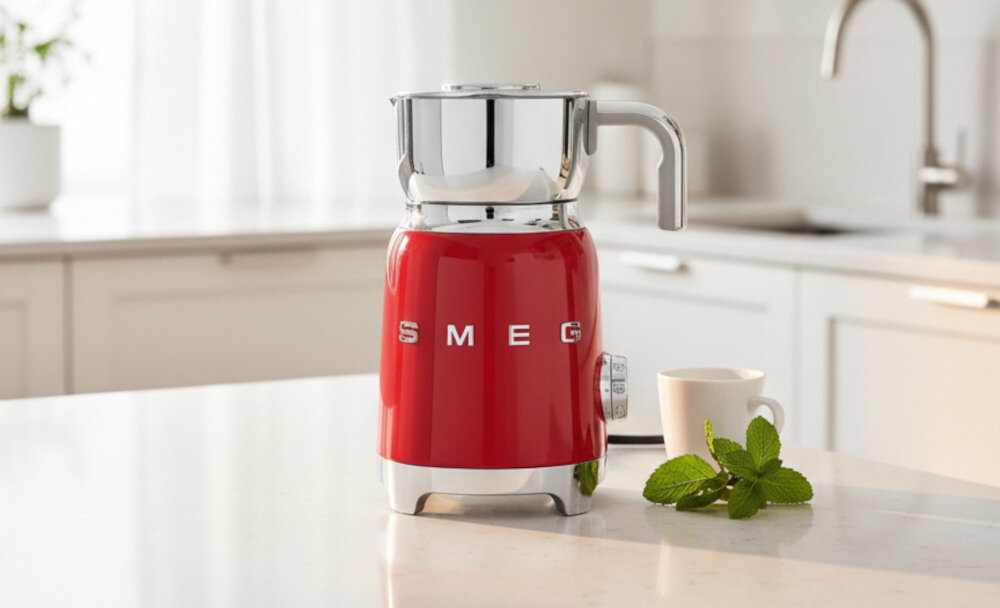 Spieniacz SMEG MFF11RDEU Czerwony wygląd design prezentacja wizualizacja Komfort kawowych rytuałów