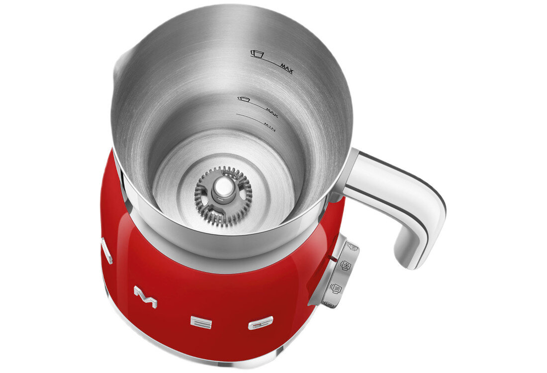 Spieniacz SMEG MFF11RDEU Czerwony Trwałość i higiena Stalowy dzbanek można myć w zmywarce  łatwe mycie higiena