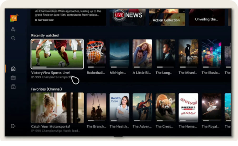 Telewizor LG 100QNED86A6A - Bezpłatne kanały w pakiecie, Telewizor z wyświetloną listą programów, LG Channels