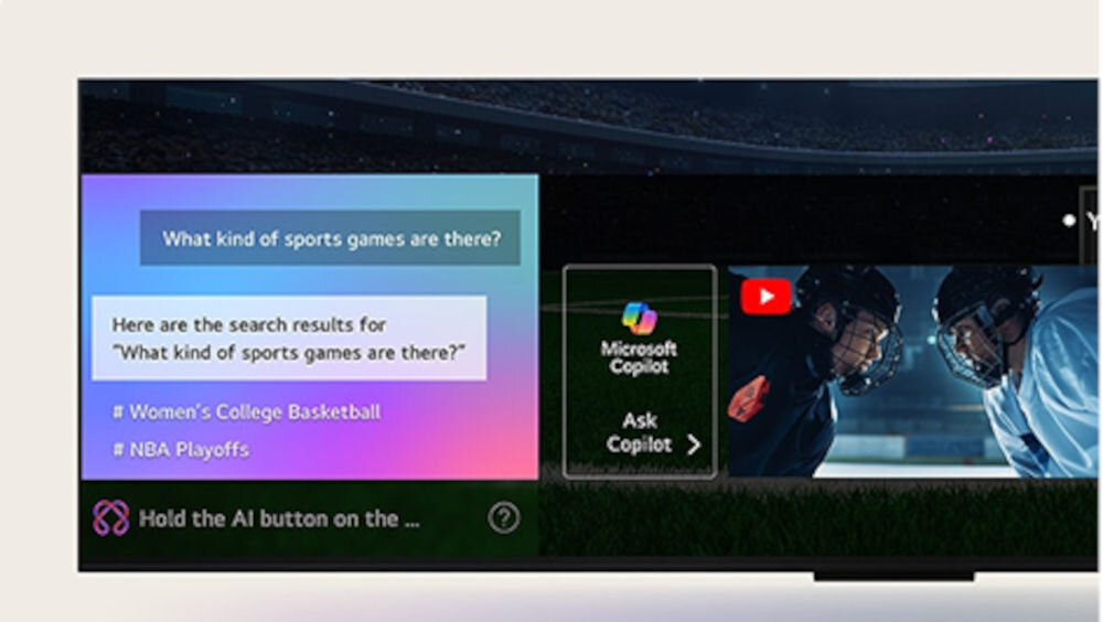 Telewizor LG 75NANO81A6A AI Search wyszukiwanie głosowe, kadr teelwizora z technologia Ai Search