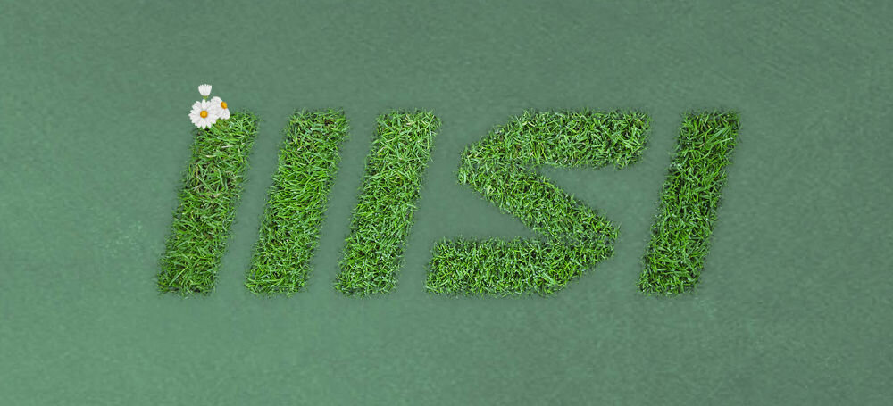 Monitor MSI MODERN MD272UPHG 27 cali 3840x2160px IPS 4 ms [GtG] trawiaste logo MSI z kawiatkiem przy literze m na zielonym tle normy energetyczne ograniczenie zużycia prądu oszczędności na rachunkach