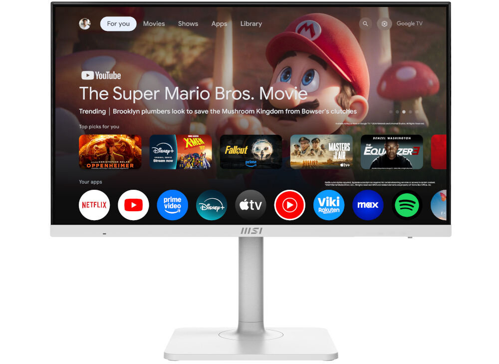 Monitor MSI Modern MD272UPSW 27 cali 3840x2160px IPS 4 ms [GTG] prezentacja monitora od przodu na białym tle inteligentny monitor Smart Multi Platform Streamer Prime ułatwia pracę Multi Control