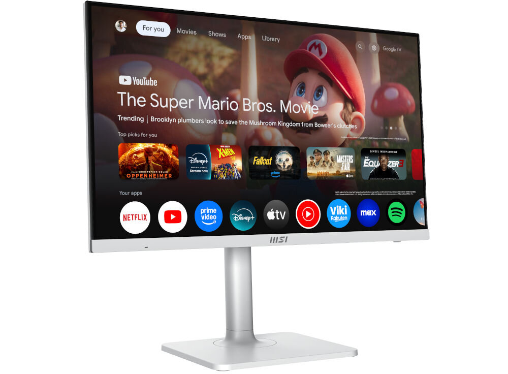 Monitor MSI Modern MD272UPSW 27 cali 3840x2160px IPS 4 ms [GTG] prezentacja monitora na białym tle od przodu pod kątem rozmiar rozdzielczość 4K UHD wygodna praca szerokie kąty widzenia 178° stała jakość obrazu odwzorowanie kolorów komfort podczas pracy