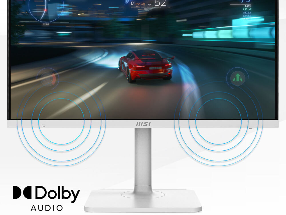 Monitor MSI Modern MD272UPSW 27 cali 3840x2160px IPS 4 ms [GTG] wizualizacja grania Dolby Audio monitor z włączoną grą wyścigową jasne tło 4K UHD Dolby Audio szybka reakcja na akcje