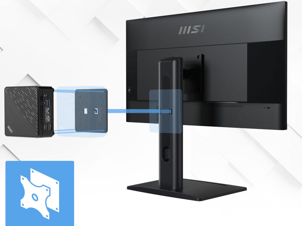 Monitor MSI Pro MP275QPG 27 cali 2560x1440px IPS 100Hz 1 ms [MPRT] funkcji MSI Power Link włączanie komputera typu mini-PC MSI z poziomu przycisku zasilania monitora HDMI™ CEC uproszczenie codziennej obsługi uporządkowana przestrzeń