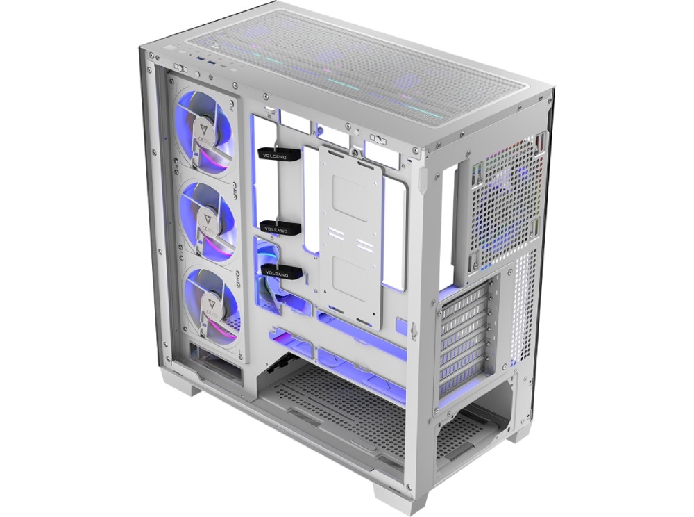 Obudowa MODECOM Volcano Stellar ARGB 8F Midi Metalowa rama konstrukcji obudowy widoczna pod kątem bez zamontowanych paneli zewnętrznych