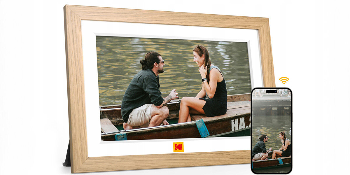 Ramka cyfrowa KODAK RCF-1018W Brązowy, WIFI, Ramka wraz z telefonem połączona przez wifi