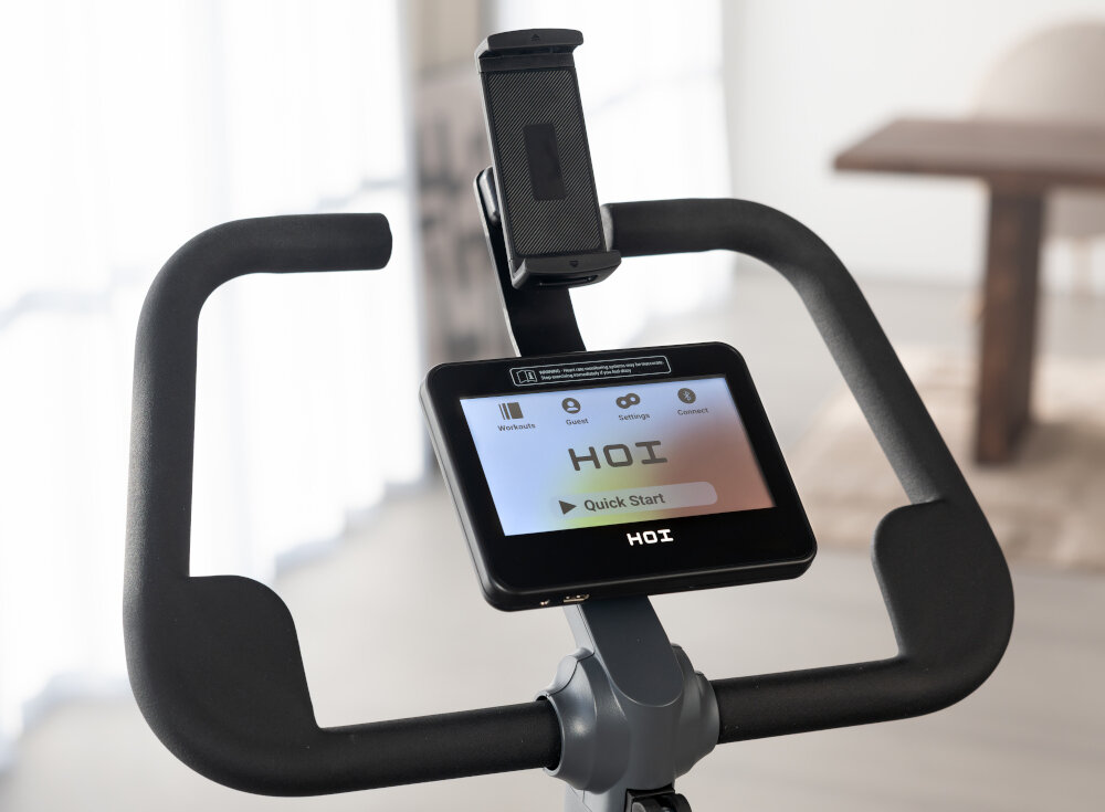 Rower indukcyjny KETTLER Hoi Tour+ Szary 7-calowy wyswietlacz LCD zlicza prezentuje najwazniejsze parametry treningu 20 wbudowanych programow treningowych konfiguraca 4 profili uzytkownikow